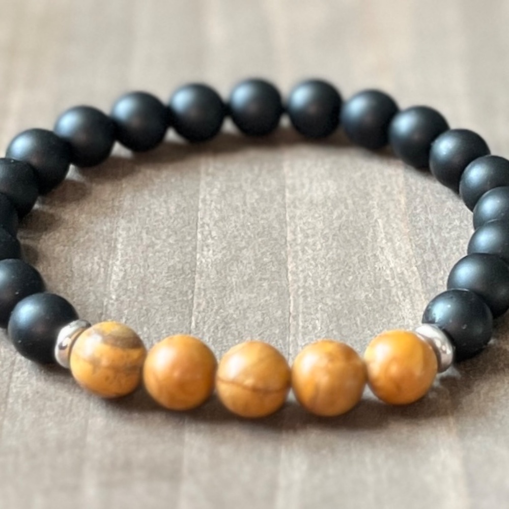 Black Onyx & Jasper Natural Stone Bracelet